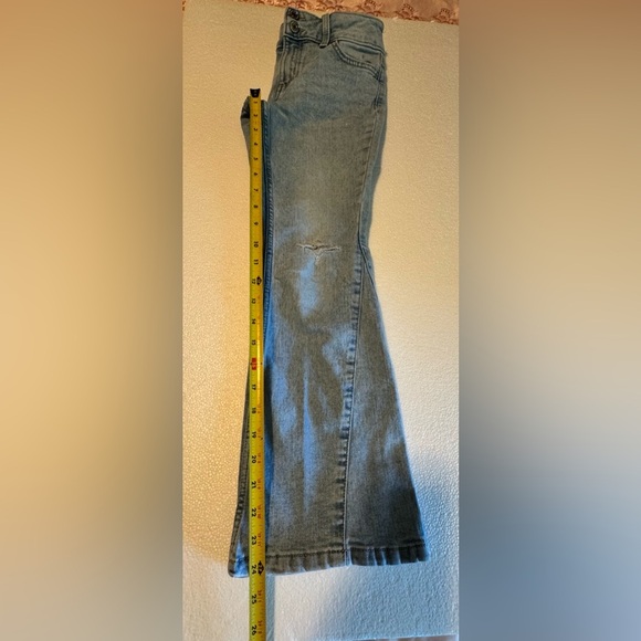 SO Blue Flare Wide Leg Jeans with Distressed Knee - Picture 9 of 11